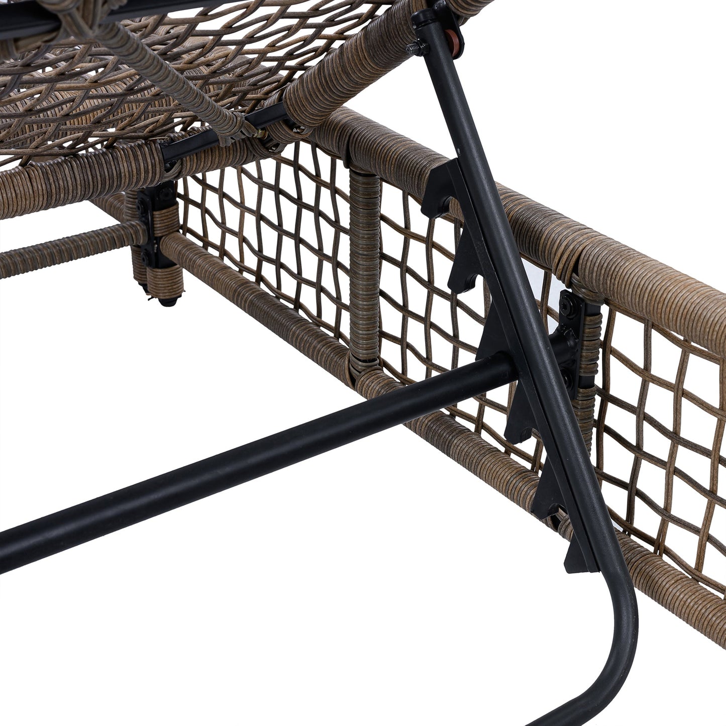 Outdoor Lounge Chair with 5-Position Backrest, Rattan Chaise Lounge in Beige