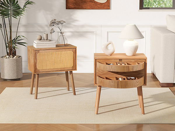 Rotating Hidden Compartment Nightstands, Mid Century Modern Concealment