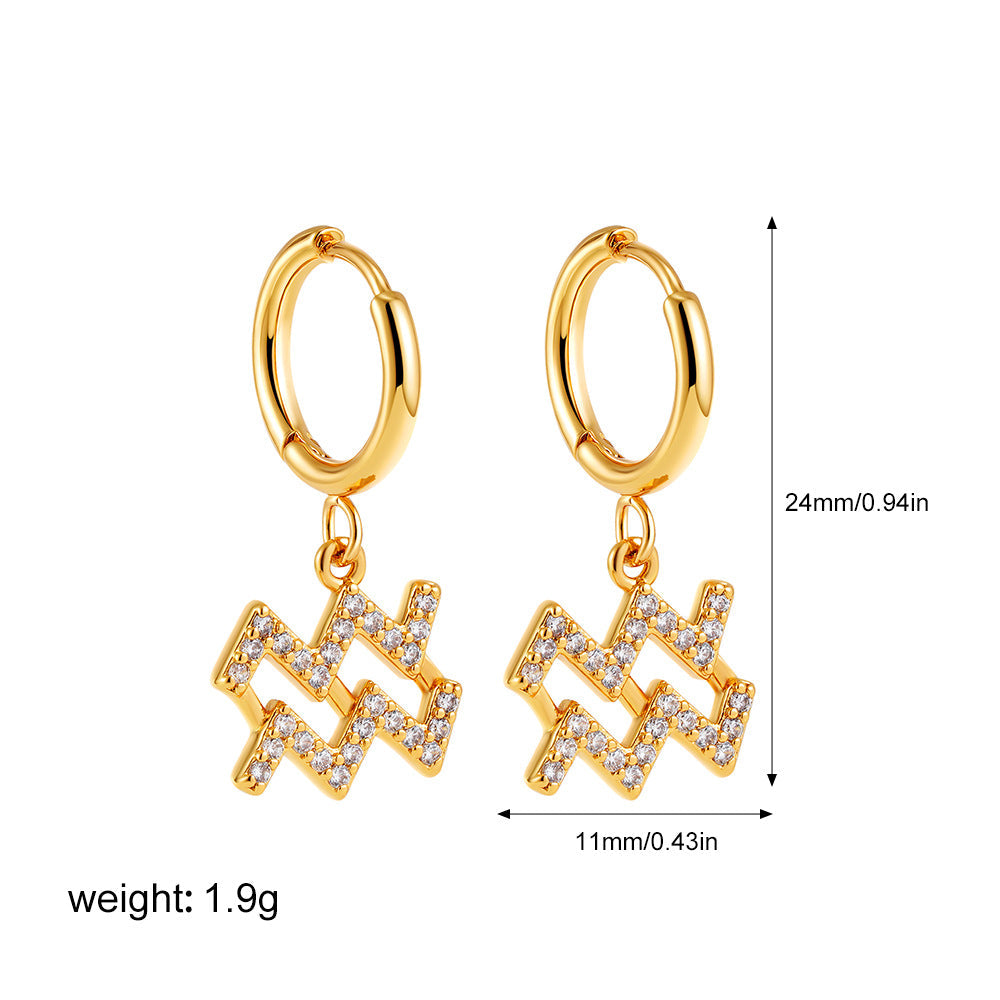 Zodiac Micro Paved Zircon Earrings