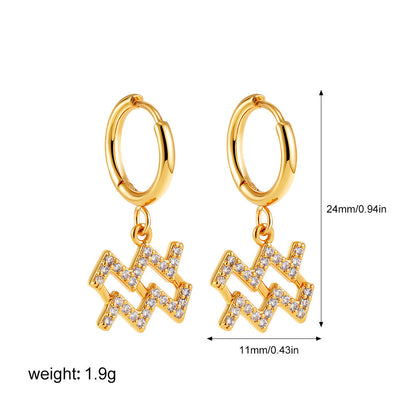 Zodiac Micro Paved Zircon Earrings