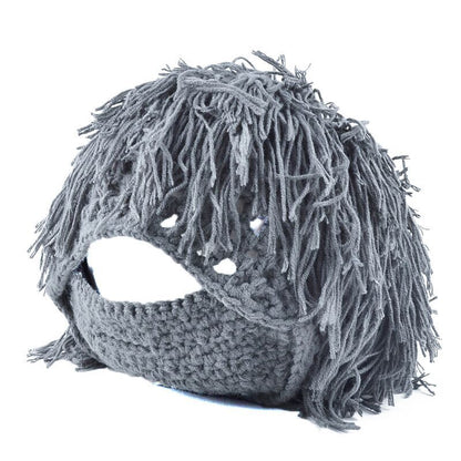 Creative Knitted Ski Hat With A Wig Beard