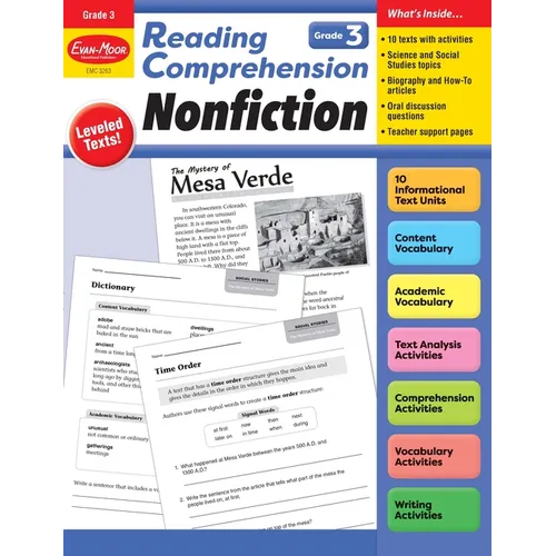 Reading Comprehension: Nonfiction, Grade 3 Teacher Resource - Paperback