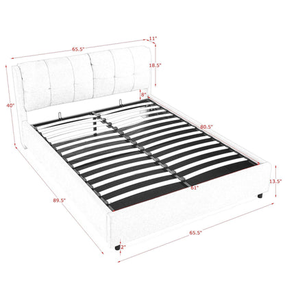 Storage Upholstered Hydraulic Platform Bed With Integrated Headboard