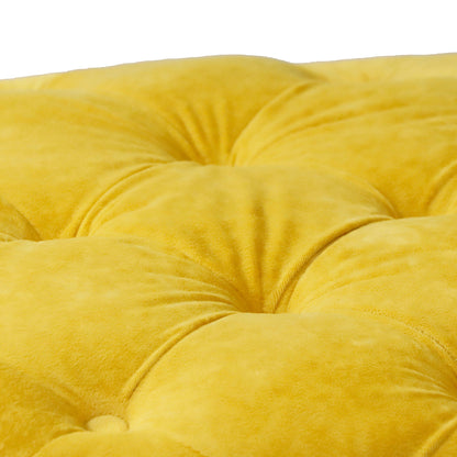 Yellow Modern Velvet Upholstered Ottoman Small Cube 18.11x18.11x18.9