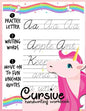 Cursive handwriting workbook: Unicorn Cursive Writing Practice Book Homework For Girl Kids Beginners How to Write Cursive Alfhabet Step By Step And - Paperback