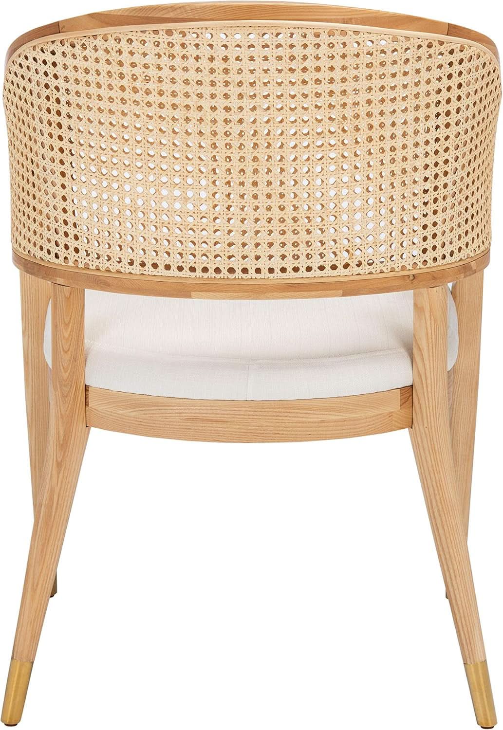 Natural Rattan Accent Chair with Brass Caps Fully Assembled