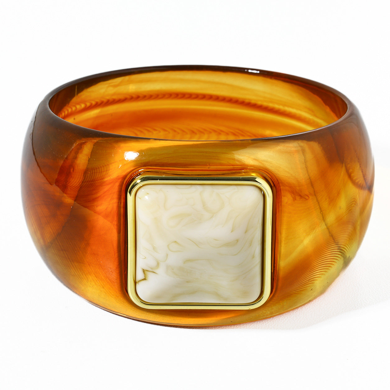 Retro Ombre Gold-Edged Square Resin Bracelet