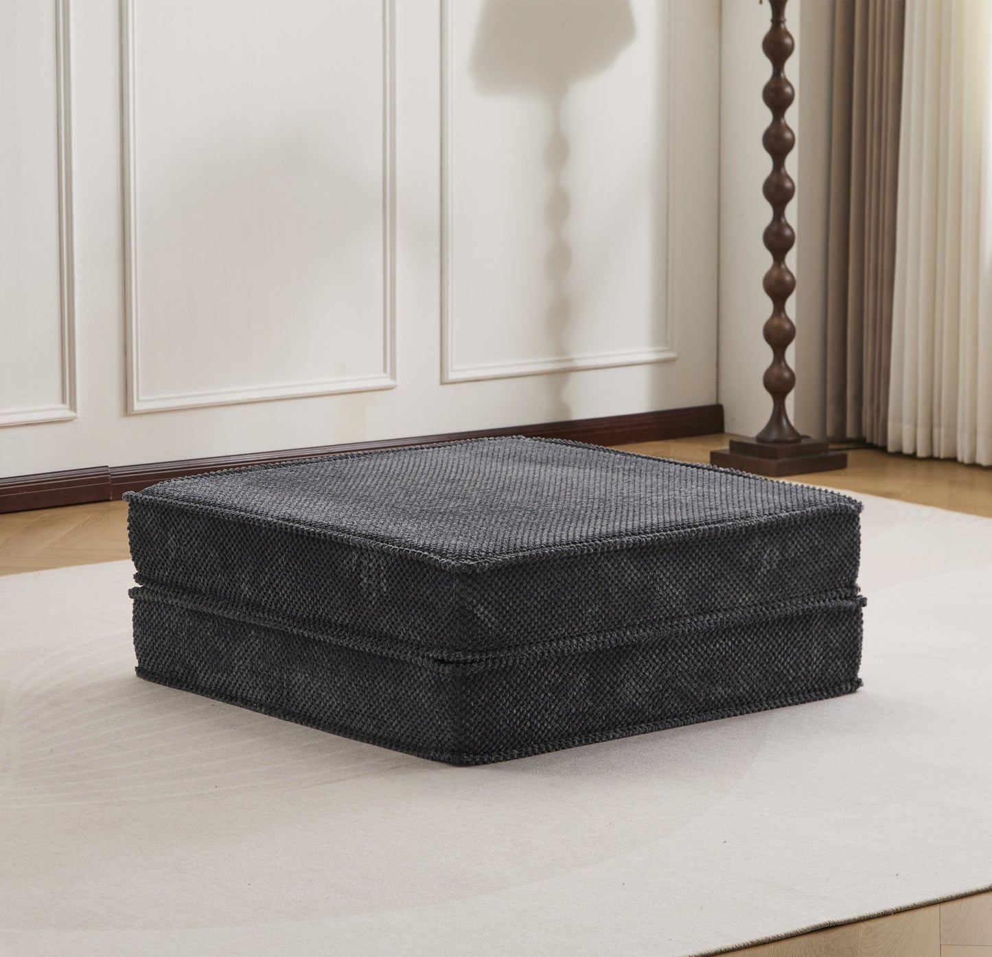 Floor Seat Modular Circle Fleece Dark Gray Ottoman 39 In