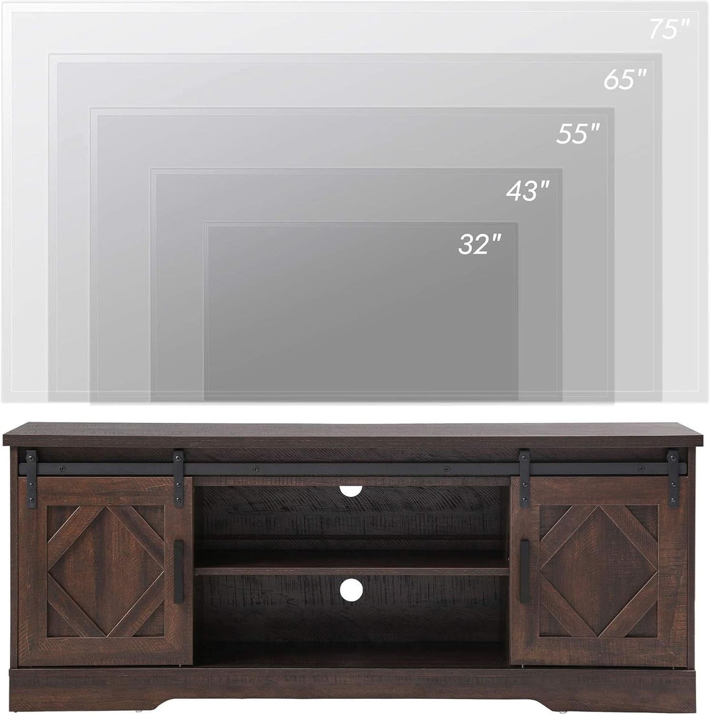 Rustic Sliding Barn Door TV Stand For 65 Inch TVs Console