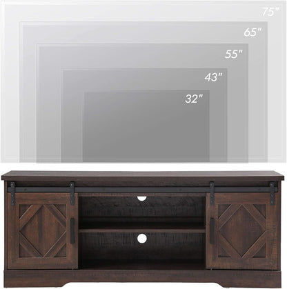 Rustic Sliding Barn Door TV Stand For 65 Inch TVs Console