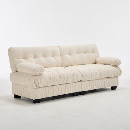 Sectional Sofa Cloud Modular Flannelette Beige 2 Seat 88 In 4 Pillows