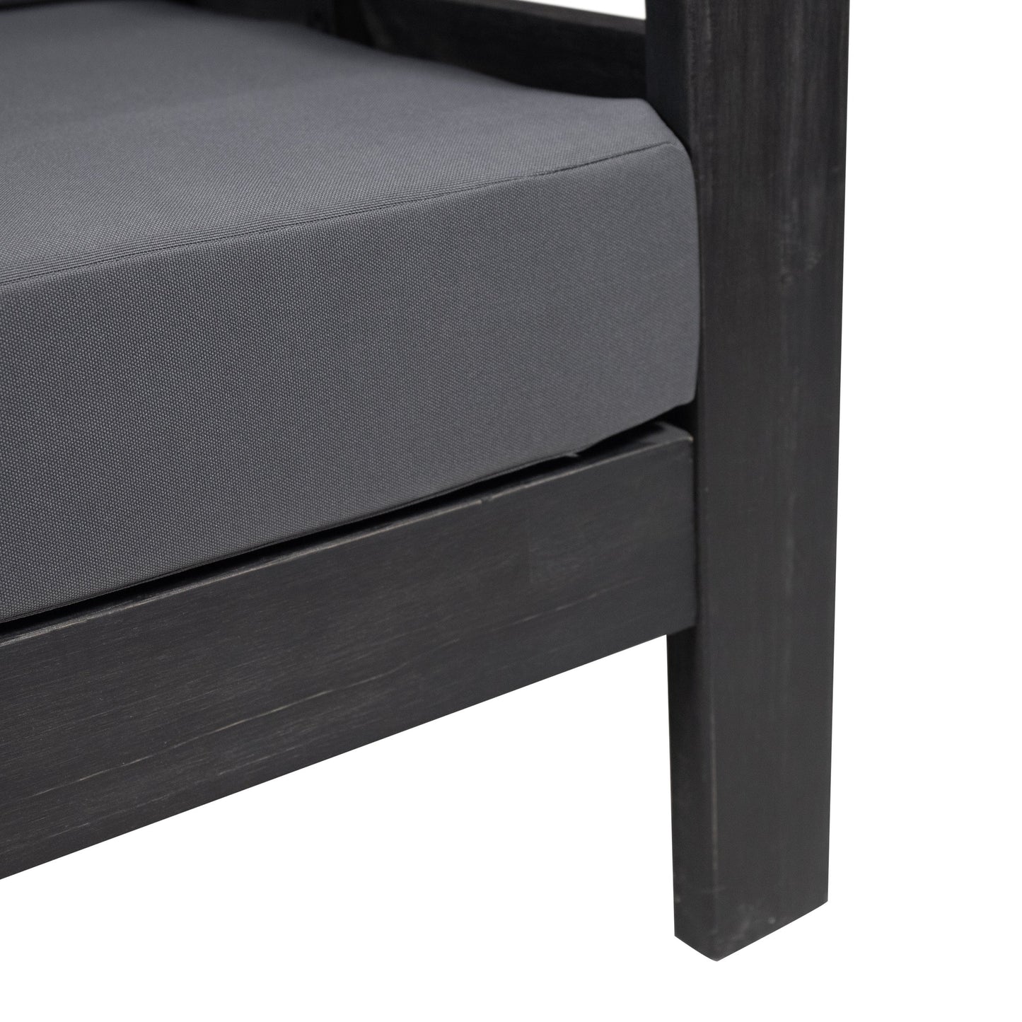 Outdoor Patio Set Acacia Wood Gray 2 Piece Loveseat Coffee Table Cushions