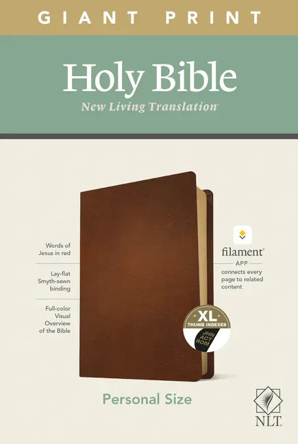NLT Personal Size Giant Print Bible, Filament Enabled Edition (Red Letter, Genuine Leather, Brown, Indexed) - Leather