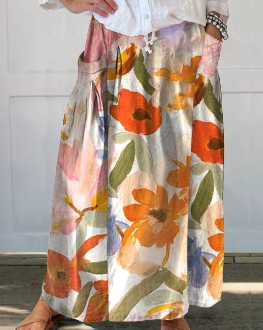 Independent-site Casual Retro Floral Vacation Dress Elegant Commuter Floral Skirt For Spring And Summer