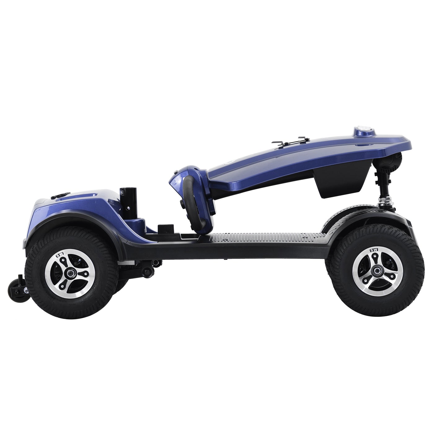 Mobility Scooter 4-Wheel Metal Blue 16 Mile USB 360 Swivel Seat Anti-Tip