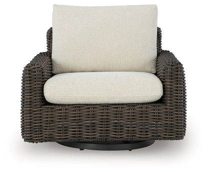 Kimora - Swivel Glider Lounge With Cushion - Beige / Dark Brown