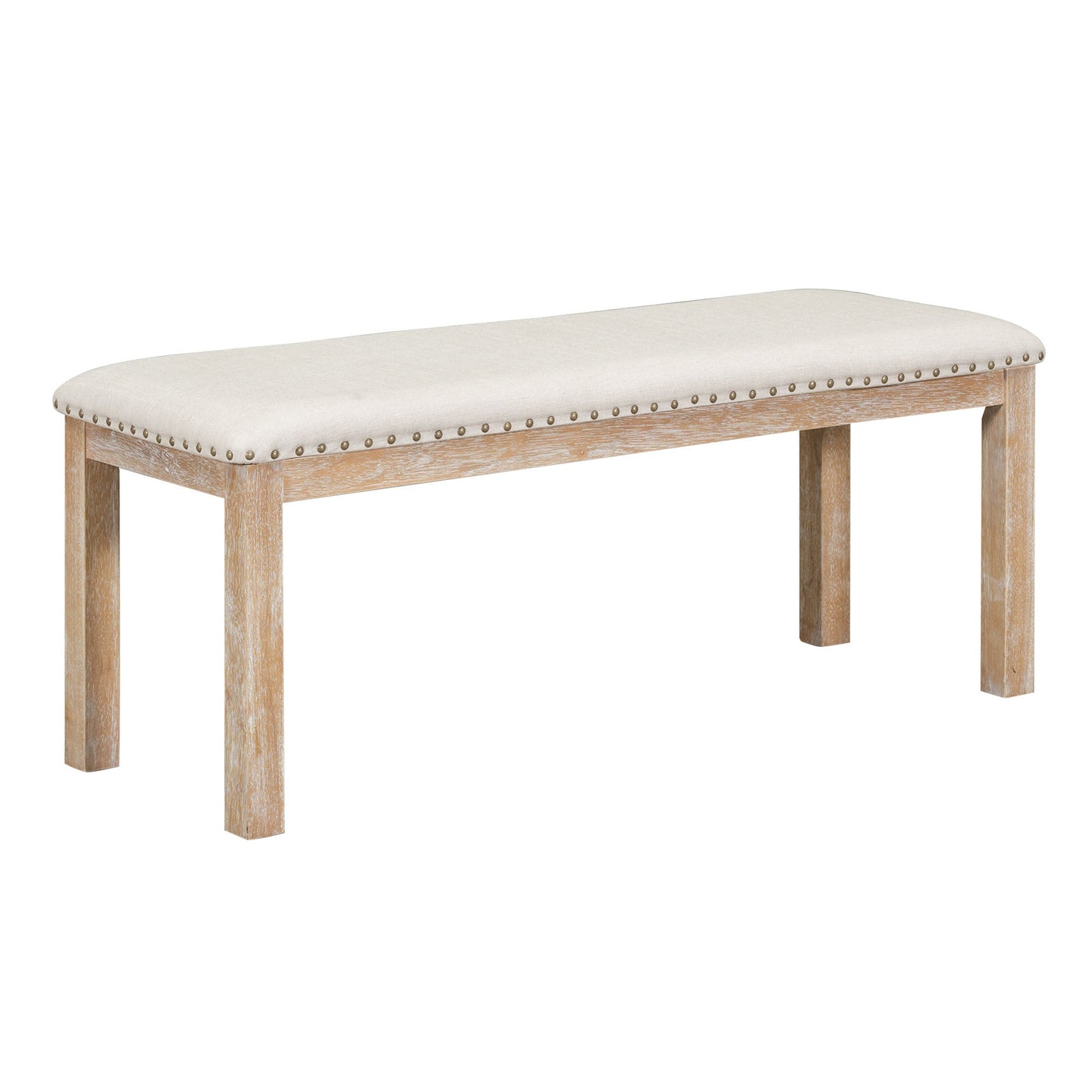Farmhouse 82inch 6-Piece Extendable Dining Table with Footrest, 4 Upholstered