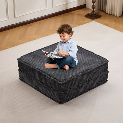 Floor Seat Modular Circle Fleece Dark Gray Ottoman 39 In