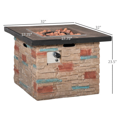 32 Inch Outdoor Propane Gas Fire Pit Table, 50,000 BTU Auto-Ignition Square