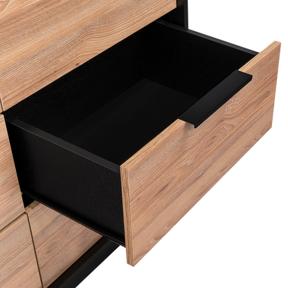 Dresser Modern 4-Drawer Pine Particle Board Black Handles Set of 2 42.1 In