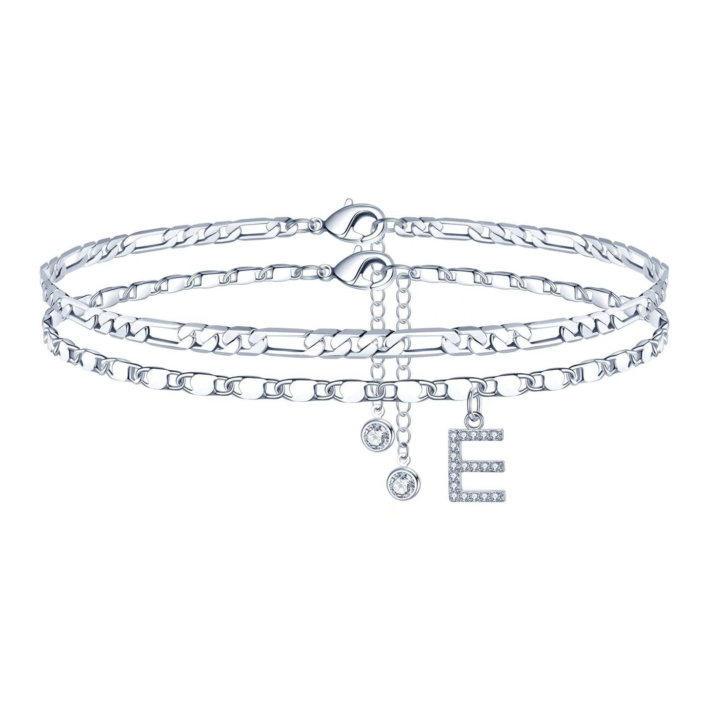 26-letter English Zircon-inlaid Pendant With An NK Chain, Double-layered