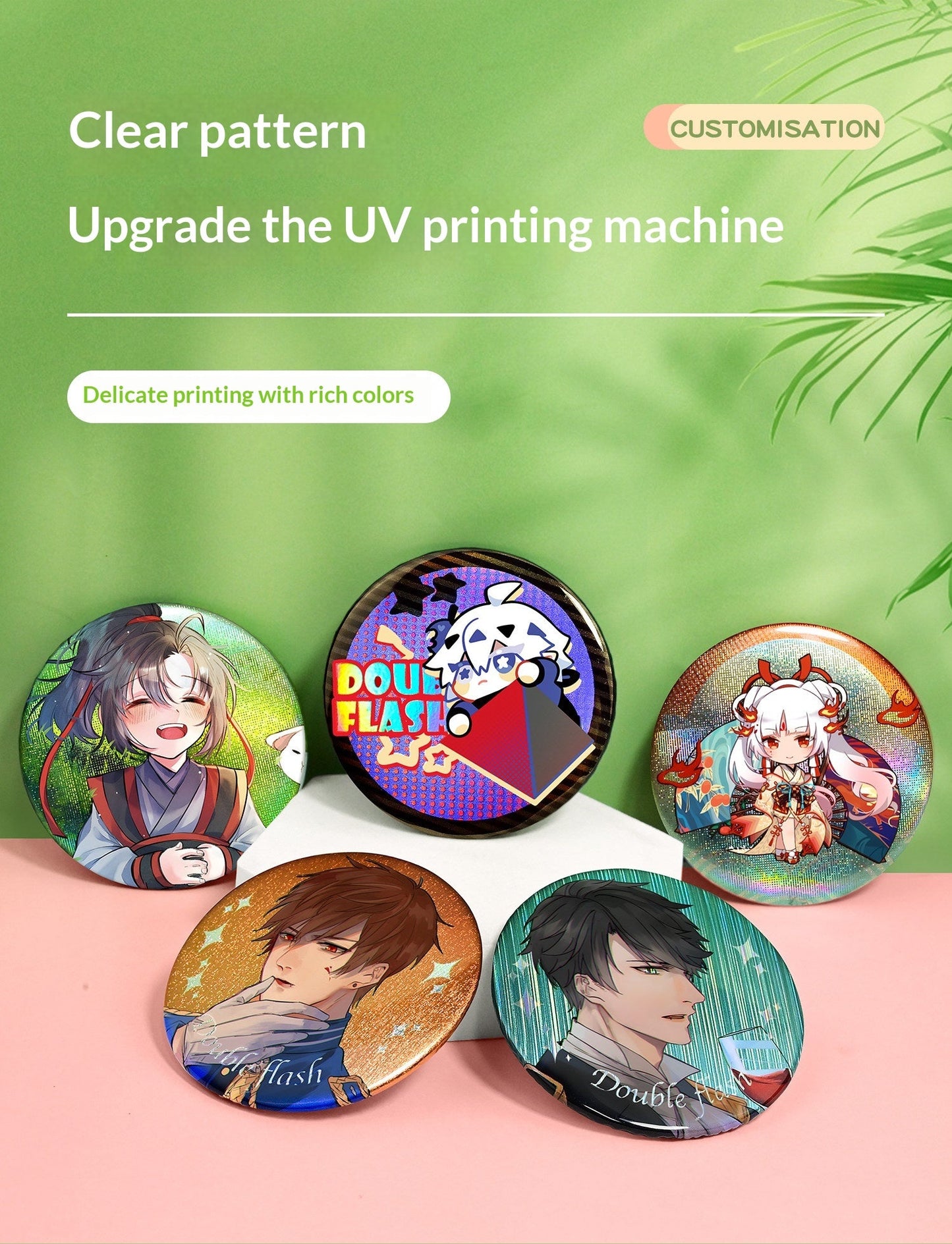 Anime Square Customized Iron Brooch Around