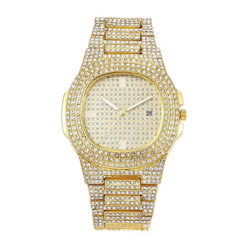 Men's Steel Strap Hip-hop Roman Quartz Watch