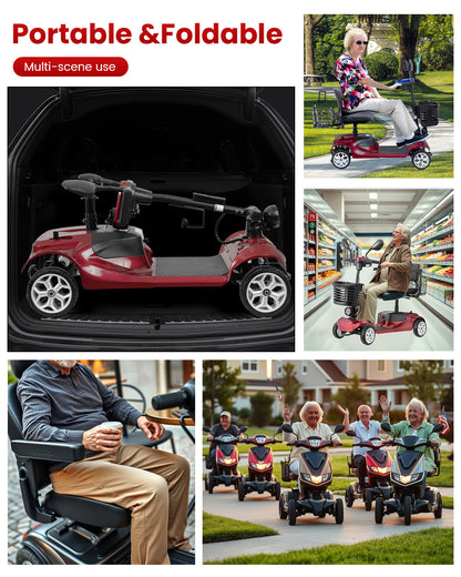 Mobility Scooter 4-Wheel Folding 350W Front Basket