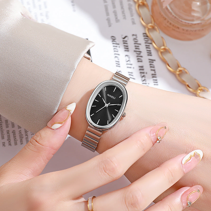 Girls Watch With A Bamboo-link Strap And An Oval Small Dial