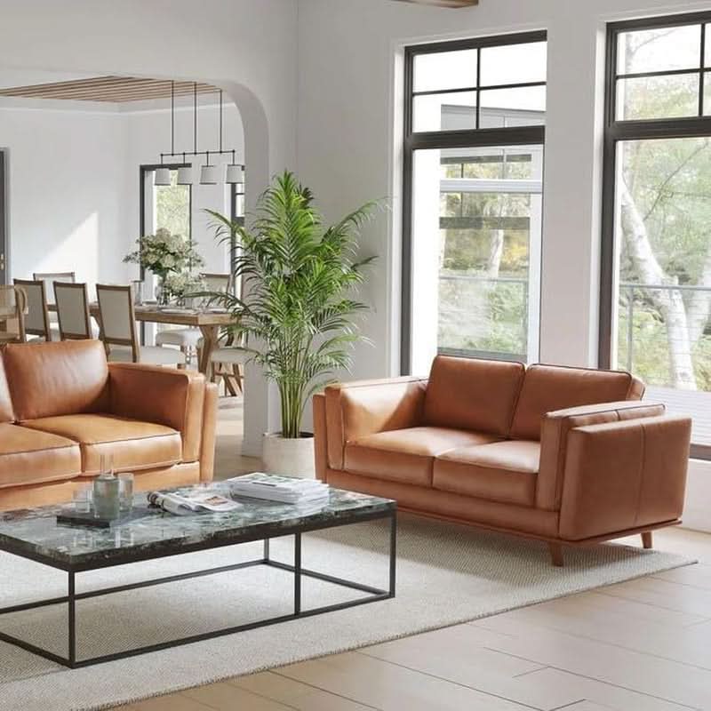 Valencia Artisan 88 Inch Full Leather Sofa Cognac Tan