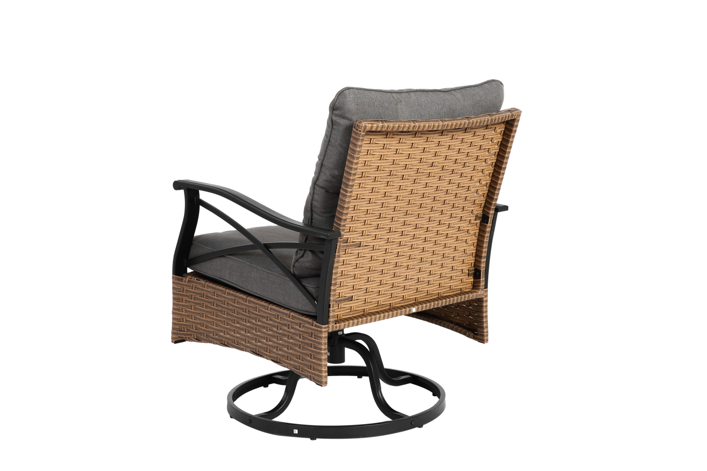 Outdoor Patio Set PE Rattan Steel Brown Swivel Rocker 3 Piece 350 LB
