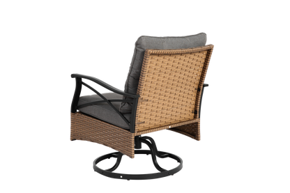 Outdoor Patio Set PE Rattan Steel Brown Swivel Rocker 3 Piece 350 LB