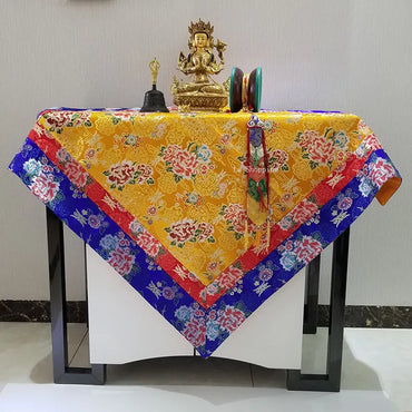 Tibetan-Style Thickened Altar Cloth – 100×100cm Decorative Table Cover