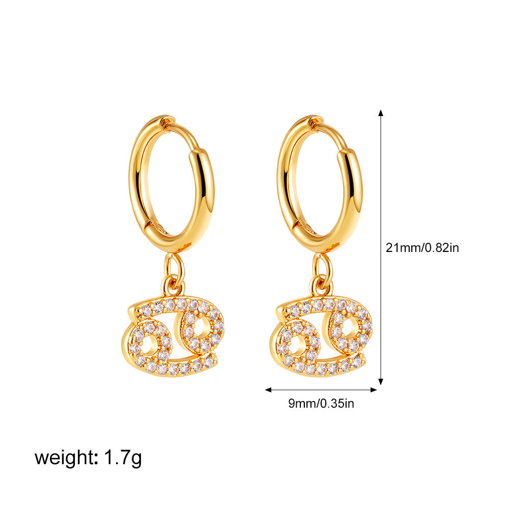 Zodiac Micro Paved Zircon Earrings