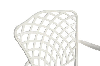 Outdoor Bistro Set Cast Aluminum White 3 Piece Umbrella Hole Cushions