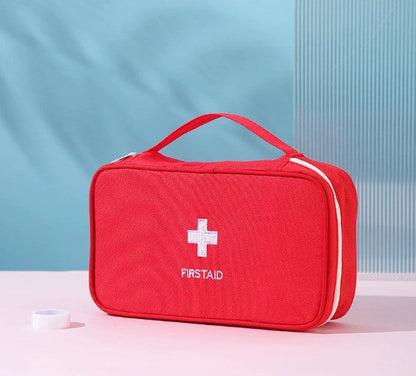 Medical Storage Bag – 6×6" Red PU Zippered Organizer Pouch