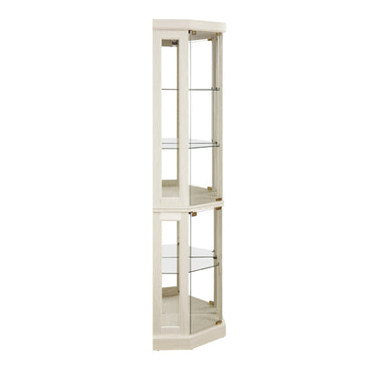 Lighted Corner Curio Cabinet Tall Display Case with Mirrored Back Glass Doors Adjustable Shelves White