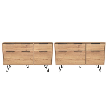Dresser Modern Set of 2 4-Drawer Light Ash Particle Board Metal Legs 47.2 In