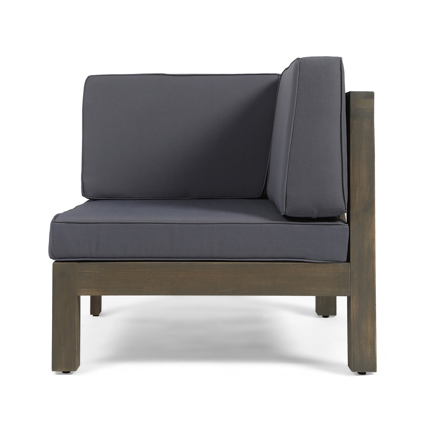 Contemporary 3-Piece Sofa Set with Water Resistant Cushions, Dark Grey, Acacia Wood Frame