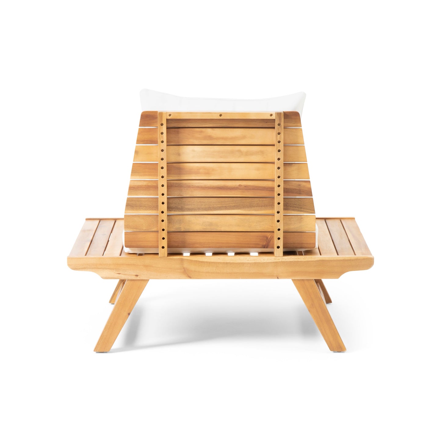 Outdoor Club Chair Acacia Wood Teak Slatted Design Wide Seat 37x28.25x29.5 In