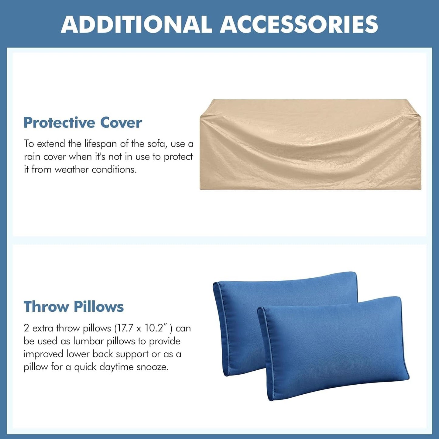 Outdoor Three-Seat Wicker Sofa with Deep Cushions and Pillows