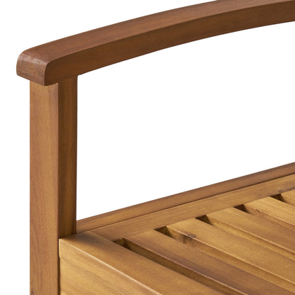 Outdoor Bench Acacia Wood Teak Finish Farmhouse Backrest 48.82x23.62 In 250 LB