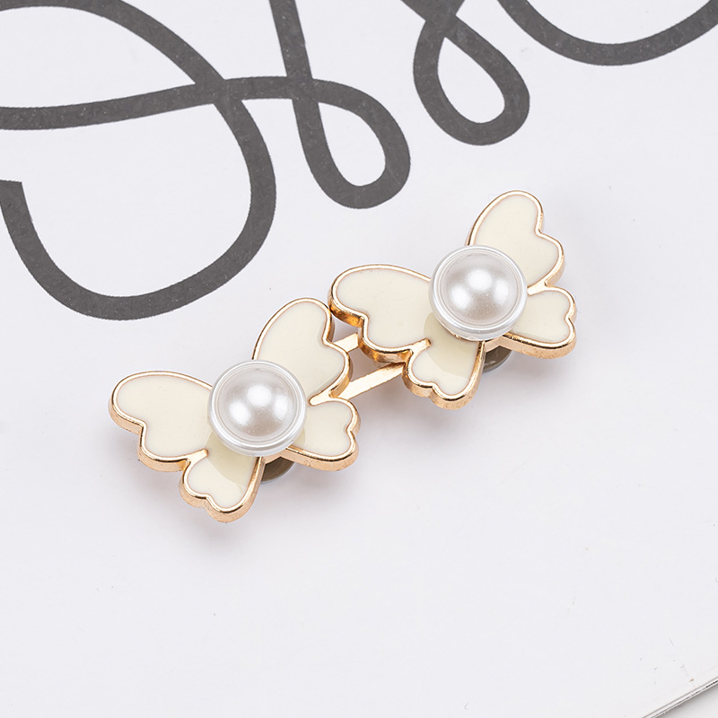 Pearl butterfly waist buckle-pink-alloy-1 pair