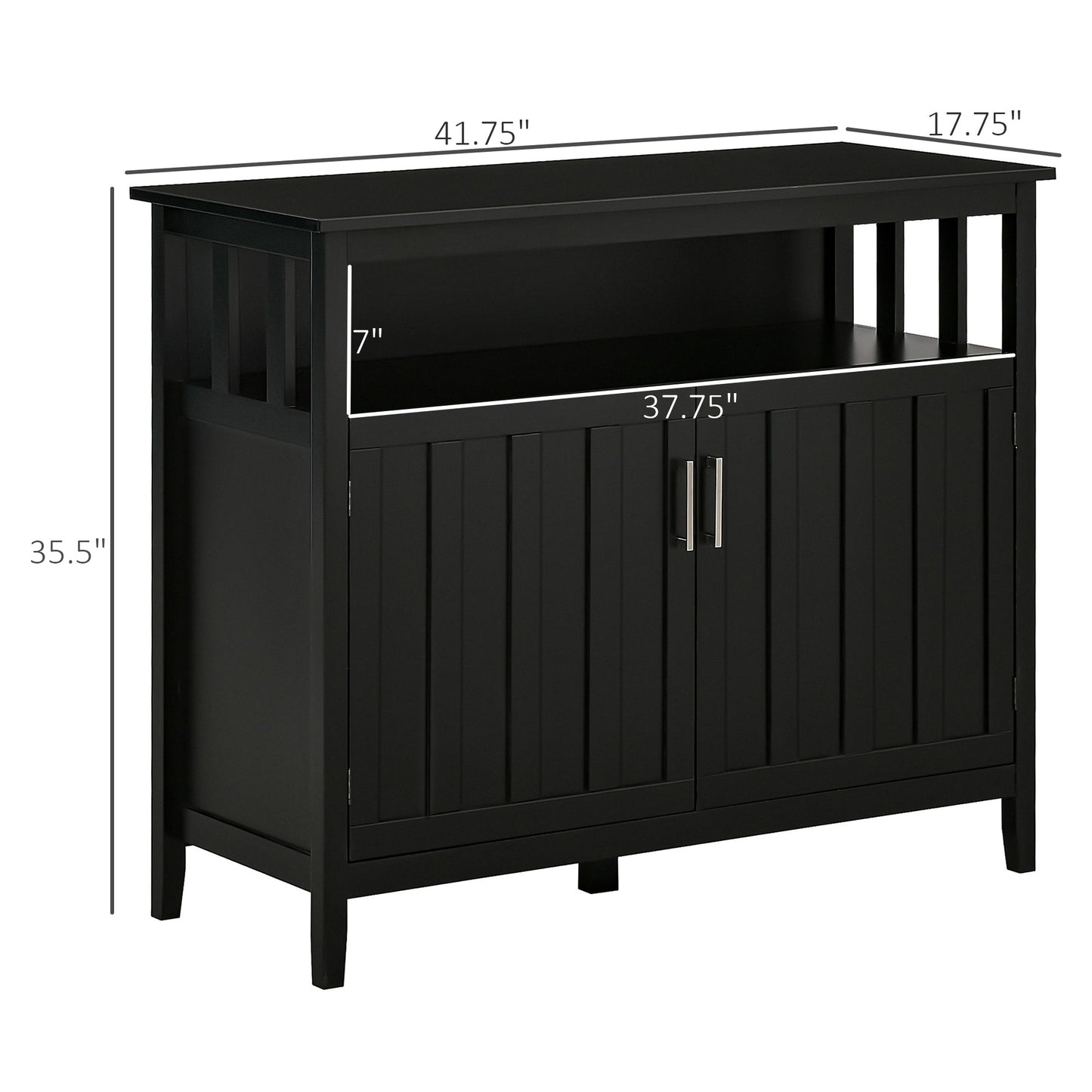 Black Sideboard Buffet Cabinet with 2 Doors and Adjustable Shelves