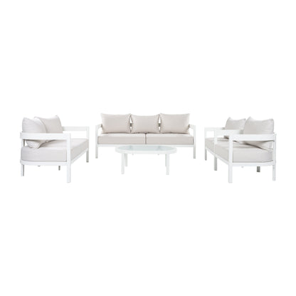 Outdoor Conversation Set Aluminum White Curved 5 Piece Seats 7