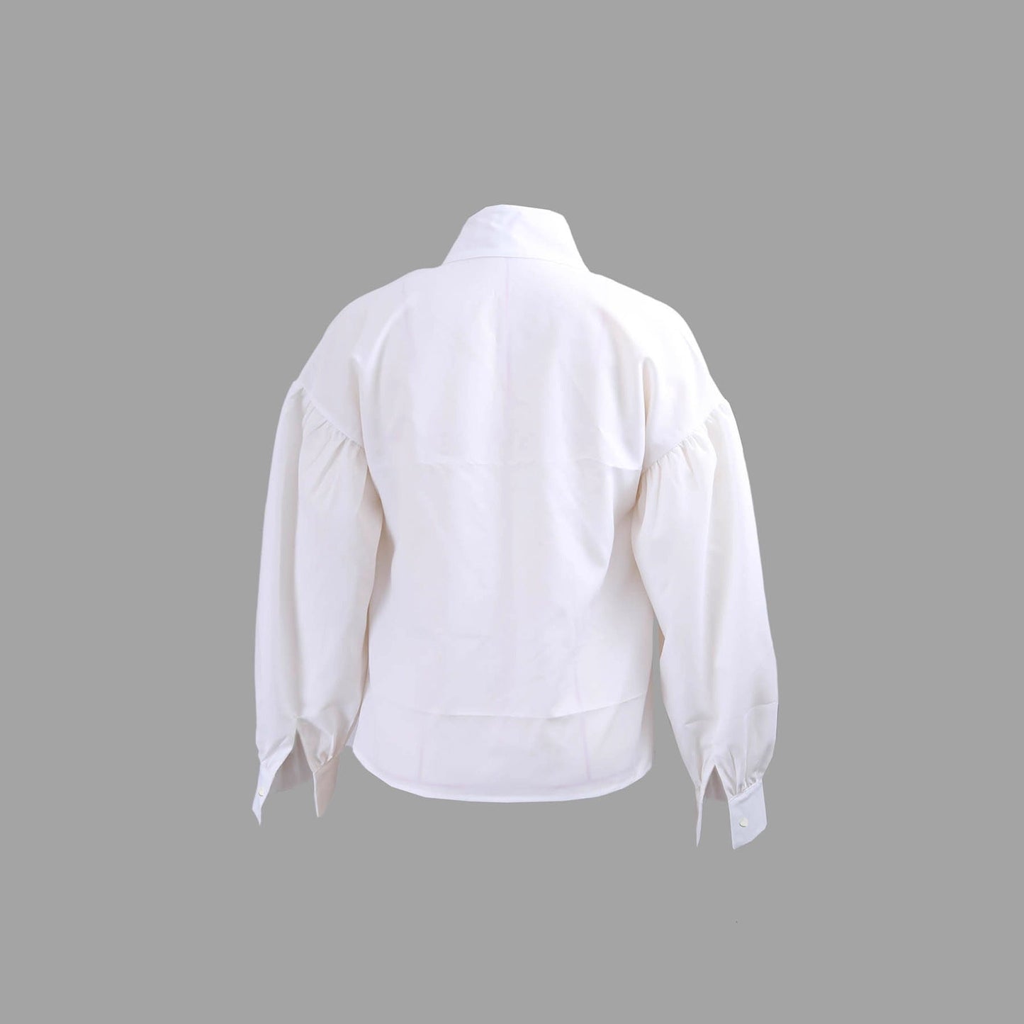 Stylish And Elegant Womens Pleated High-neck Blouse With Puffed Sleeves