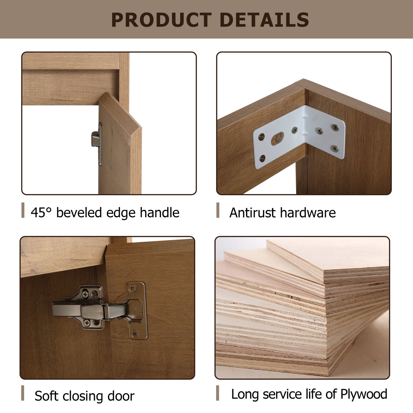 Soft Close Doors Bathroom Vanity With Sink, 16 Inch For Small Bathroom