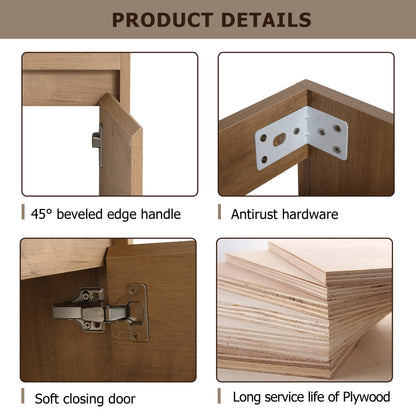 Soft Close Doors Bathroom Vanity With Sink, 16 Inch For Small Bathroom