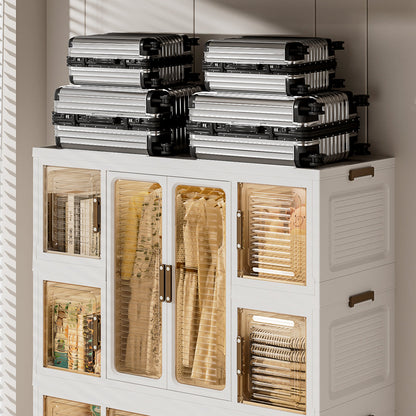 Wardrobe Closet Organizer PP White 12-Cube Hanging Rod 44.09x60.24 In
