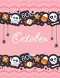 October: Boo boo Halloween pink cover and dotted pages, Extra large (8.5 x 11) inches, 110 pages, White paper - Paperback